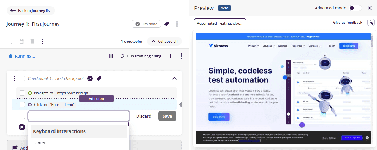 Step created, executing