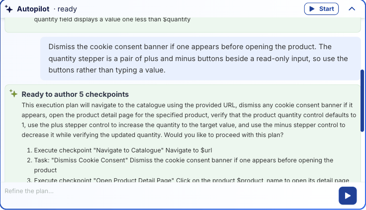 Step 4: adjusting the plan in the Chat