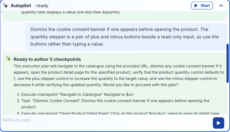 Step 4: adjusting the plan in the Chat