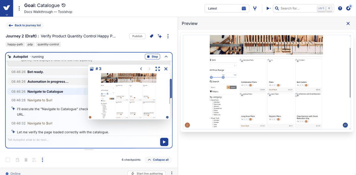 Step 6: the preview panel with a highlighted target