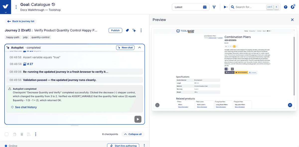 Step 10: the validation execution running