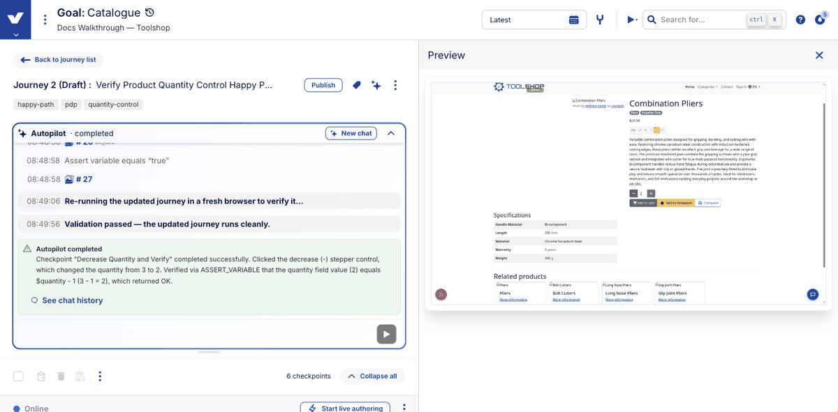 Step 10: the validation execution running