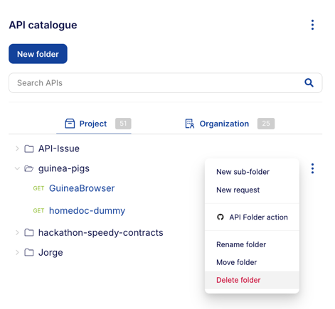 API test delete folder