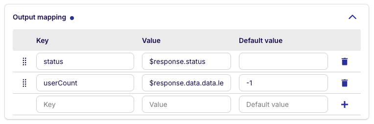 API test output mapping