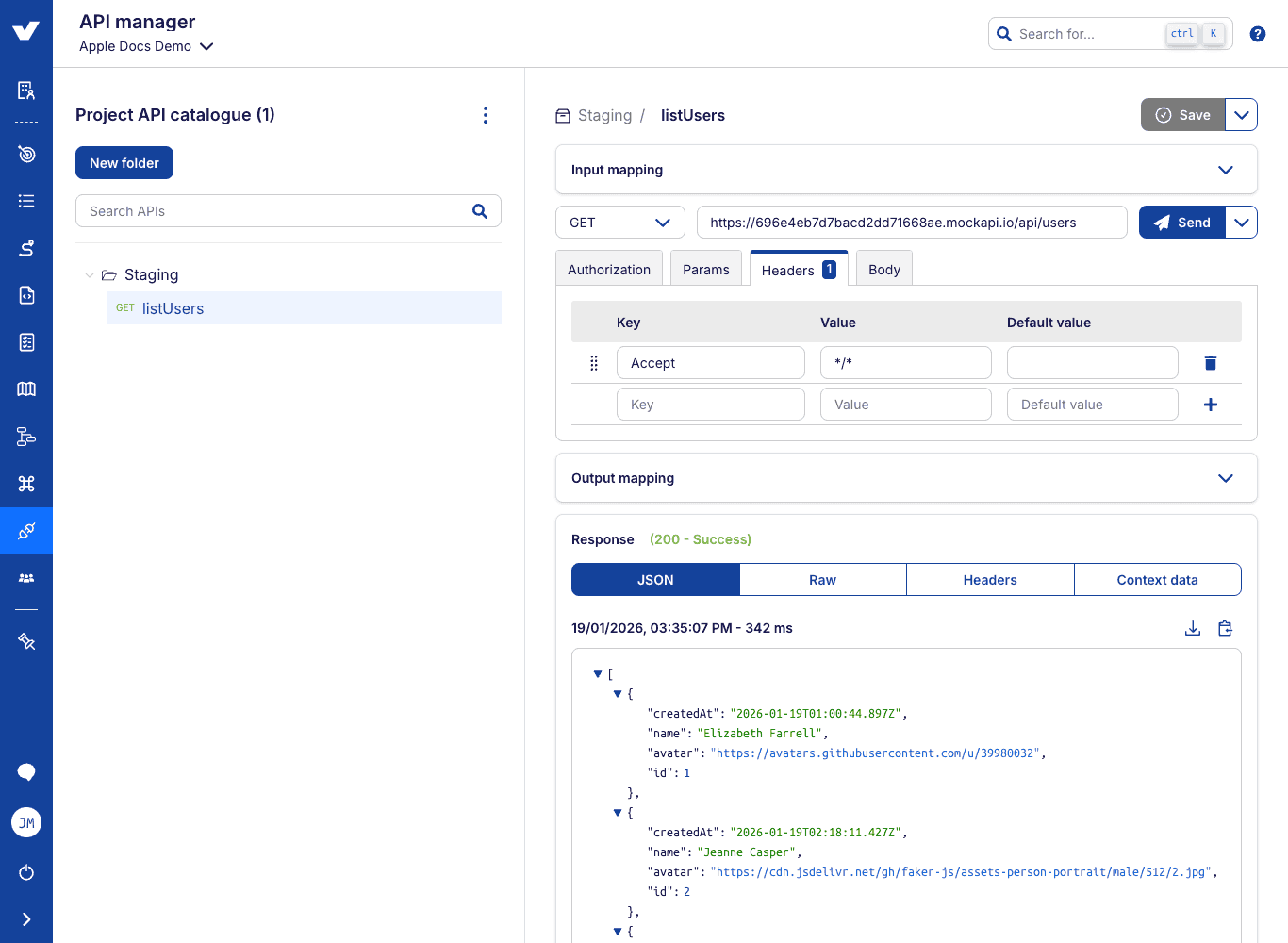 API test response