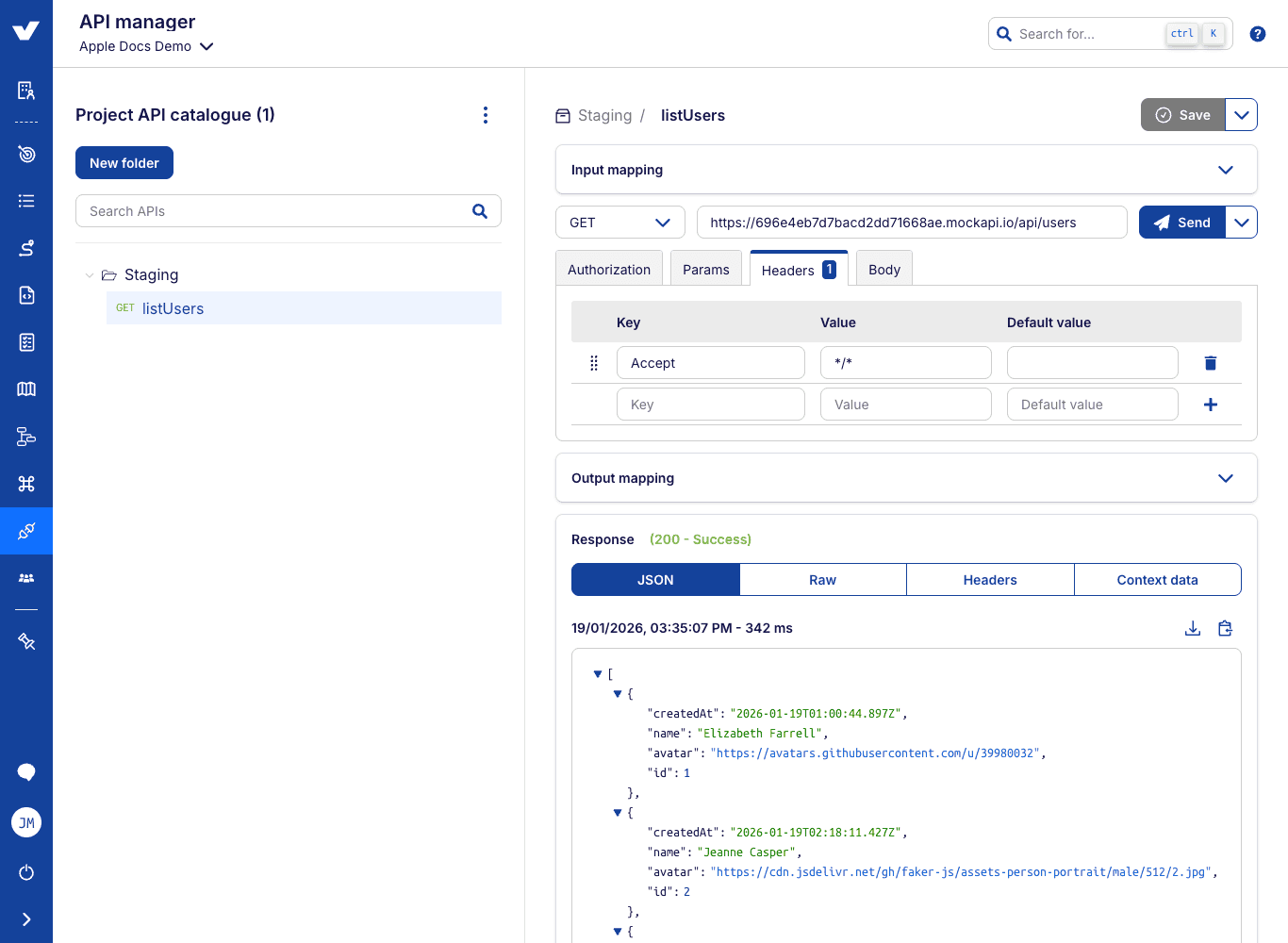 API test response