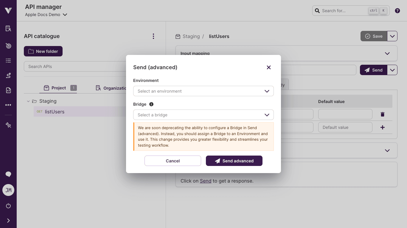 API test send advanced