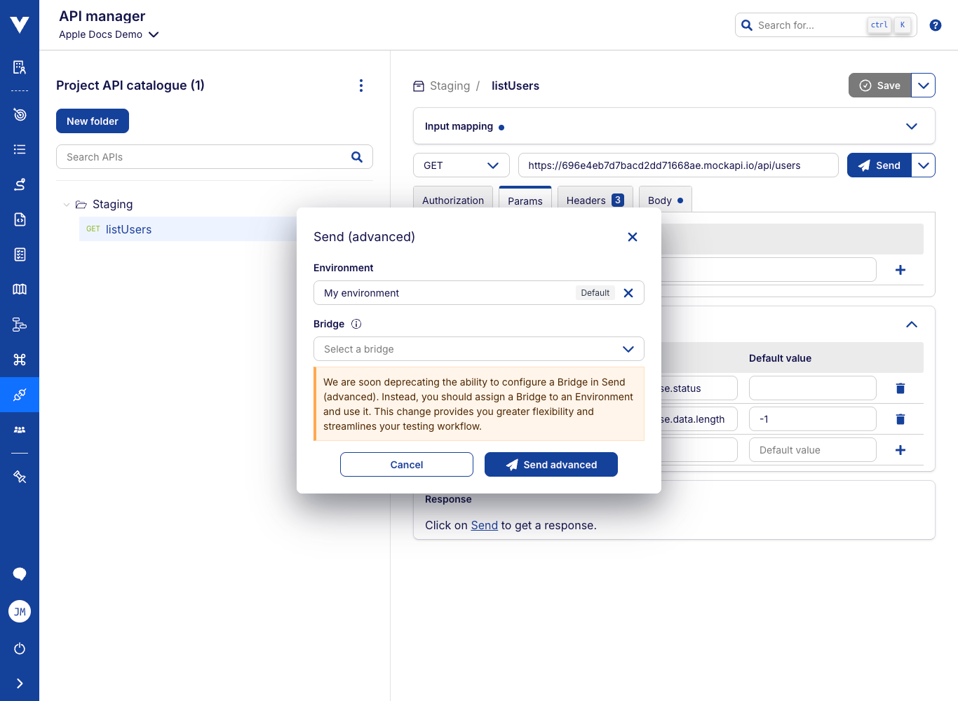 API test send advanced