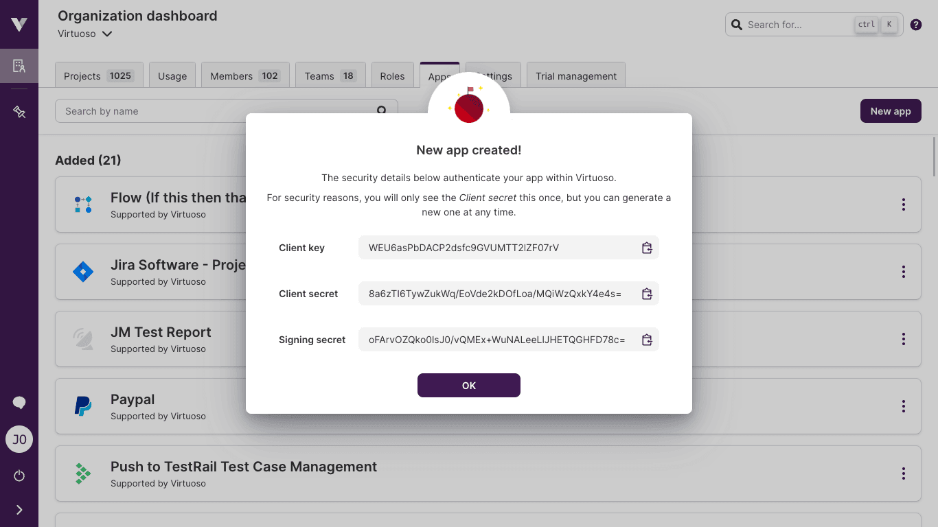 App build confirmation