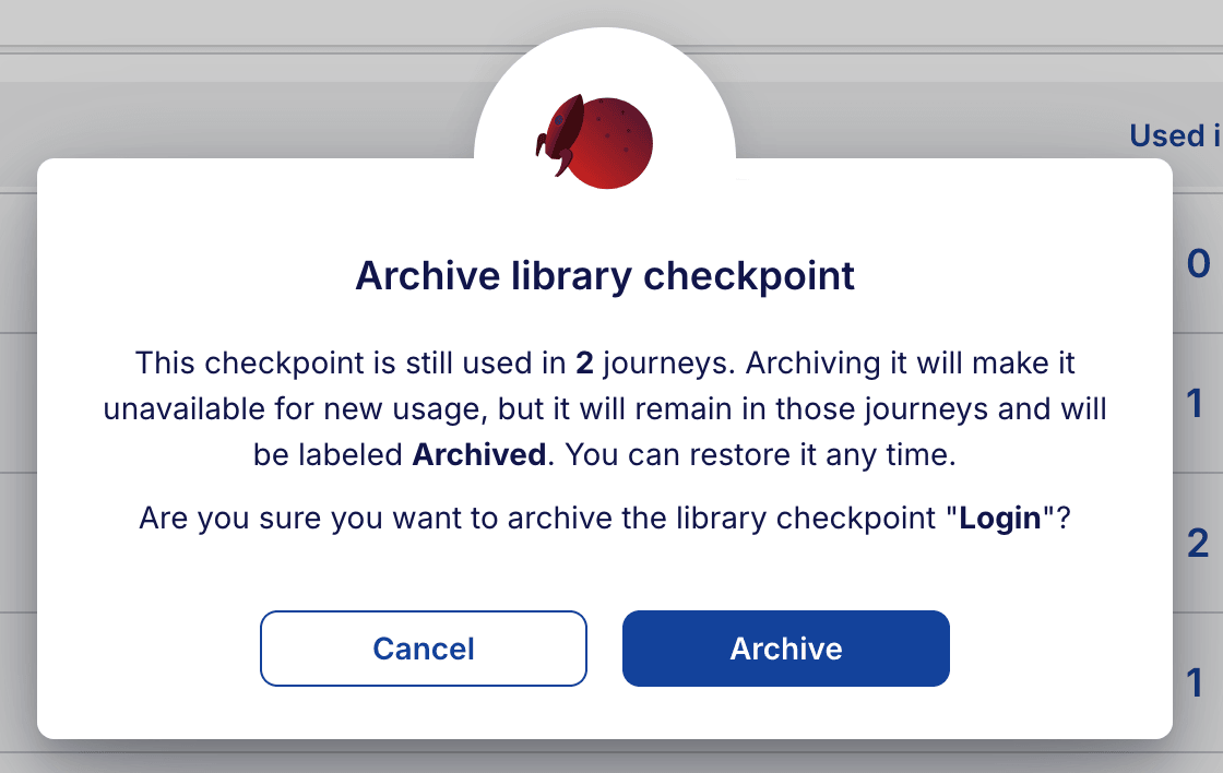 Archiving a used library checkpoint