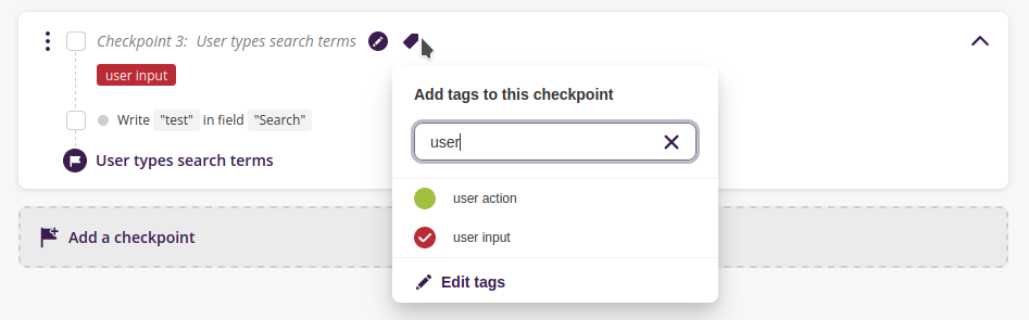 Checkpoint tagging