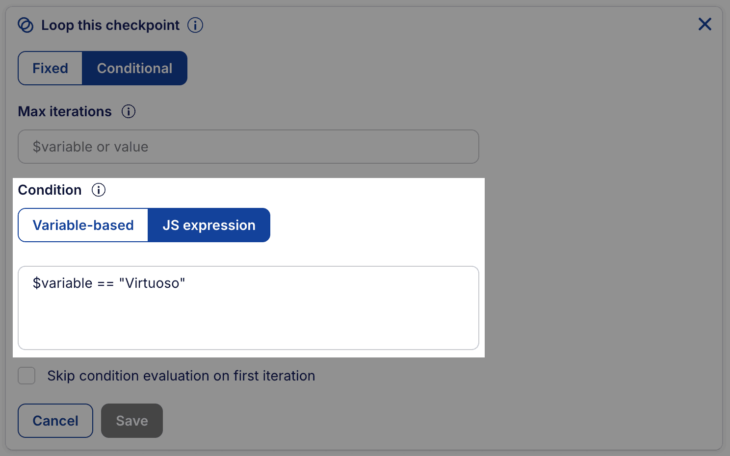 loop mode conditional js expression