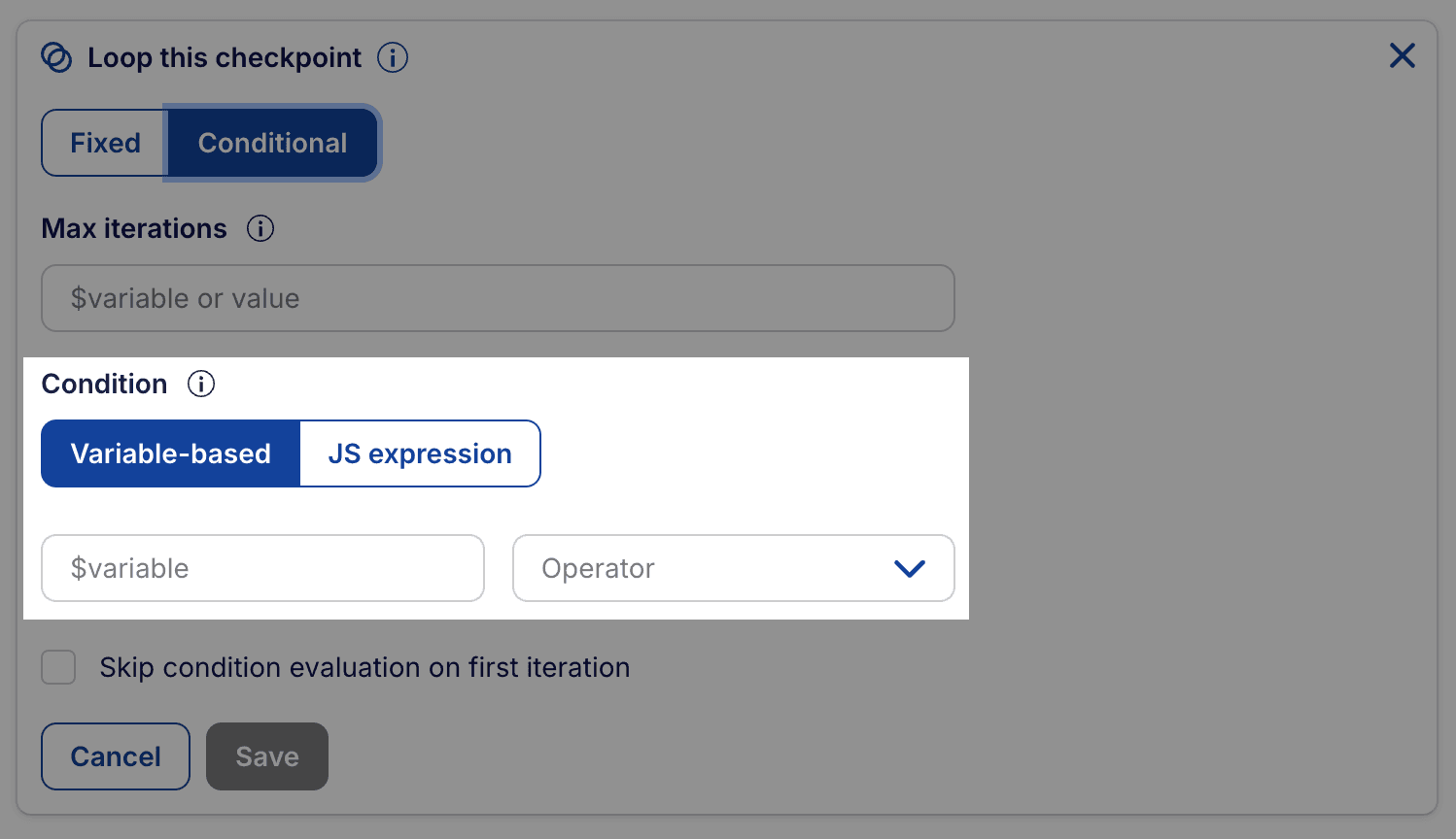 loop mode conditional variable based