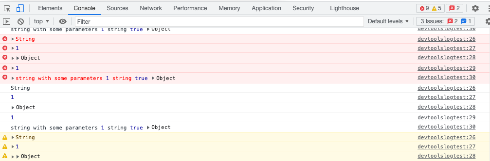 DevTools console - errors