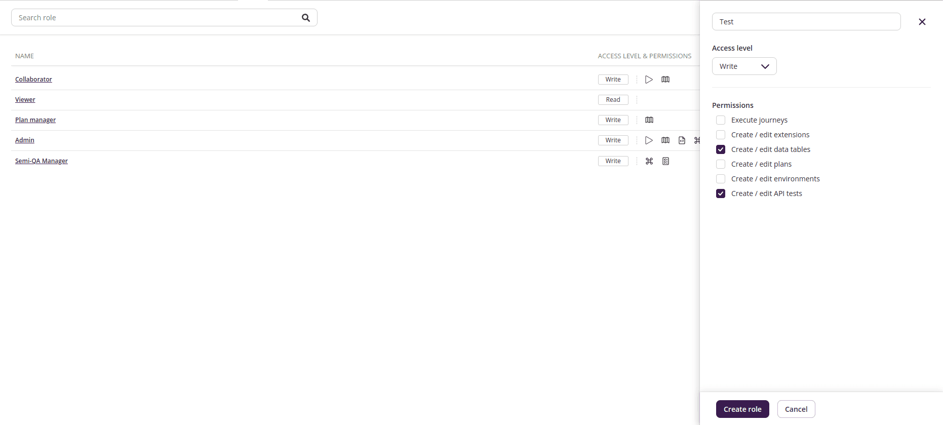 Create project roles