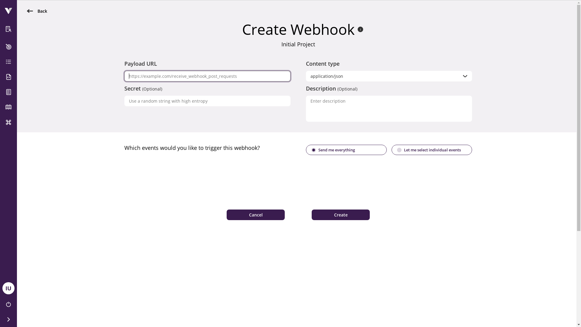 Create webhook