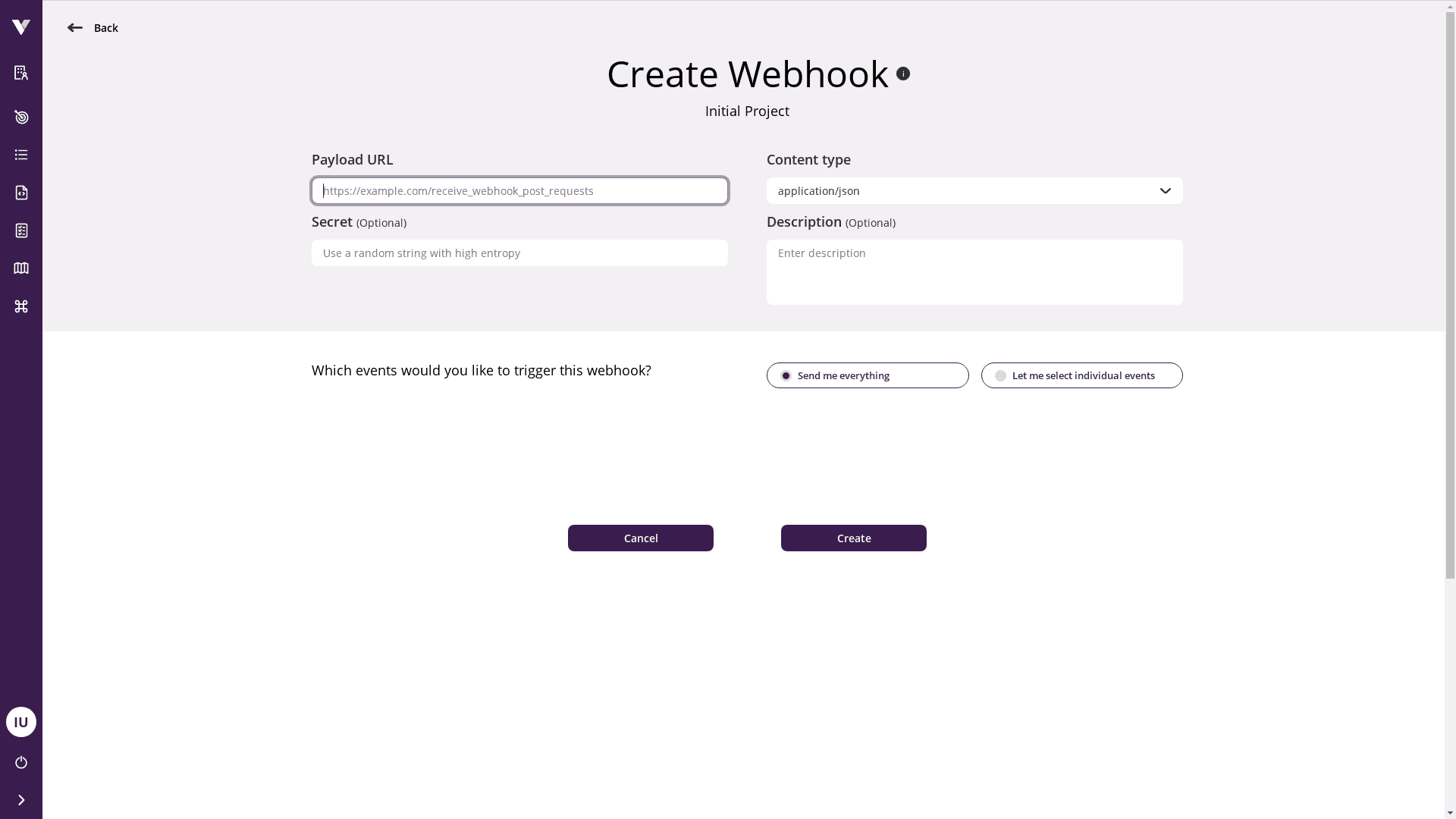 Create webhook