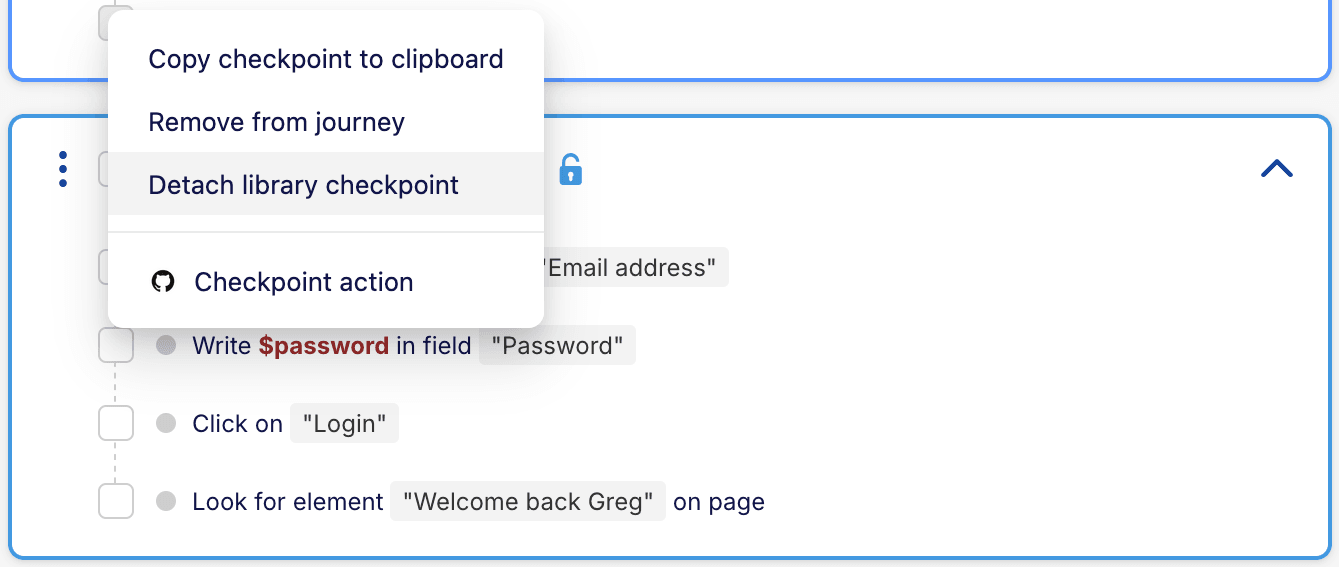 Detach library checkpoint menu option