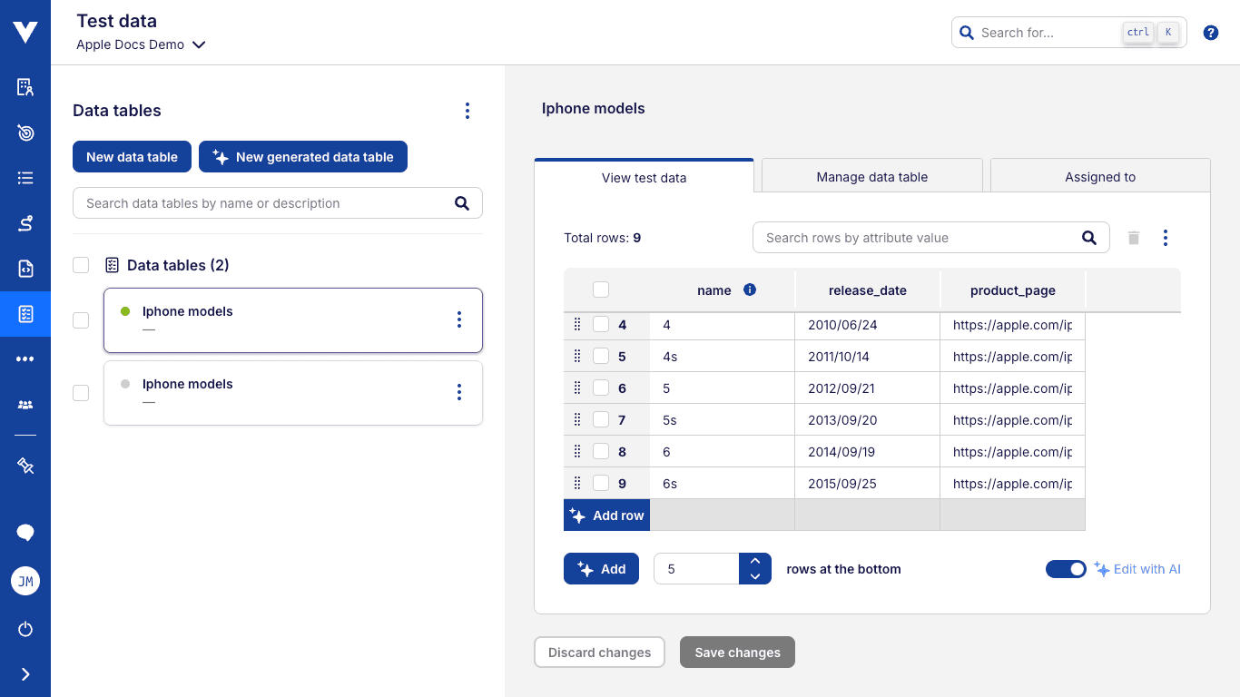 Edit with AI generated rows