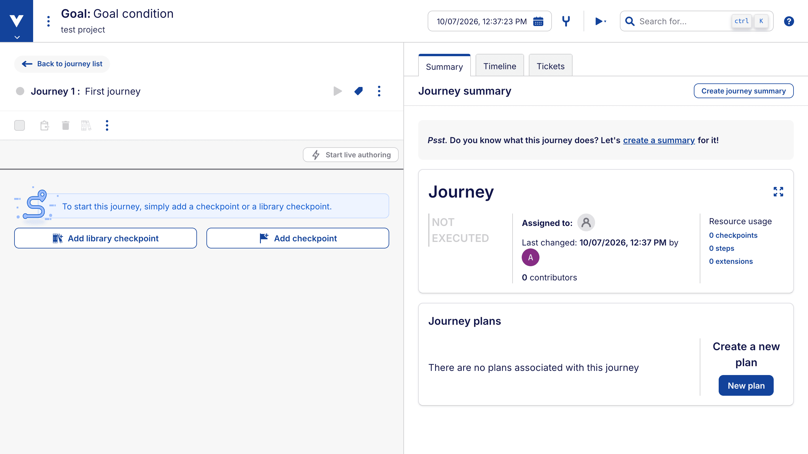 Empty journey state