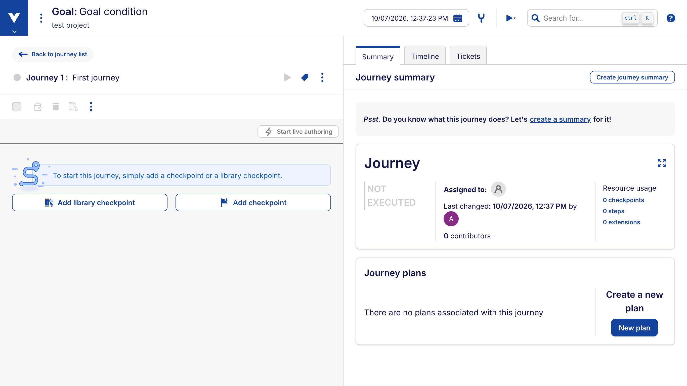 Empty journey state