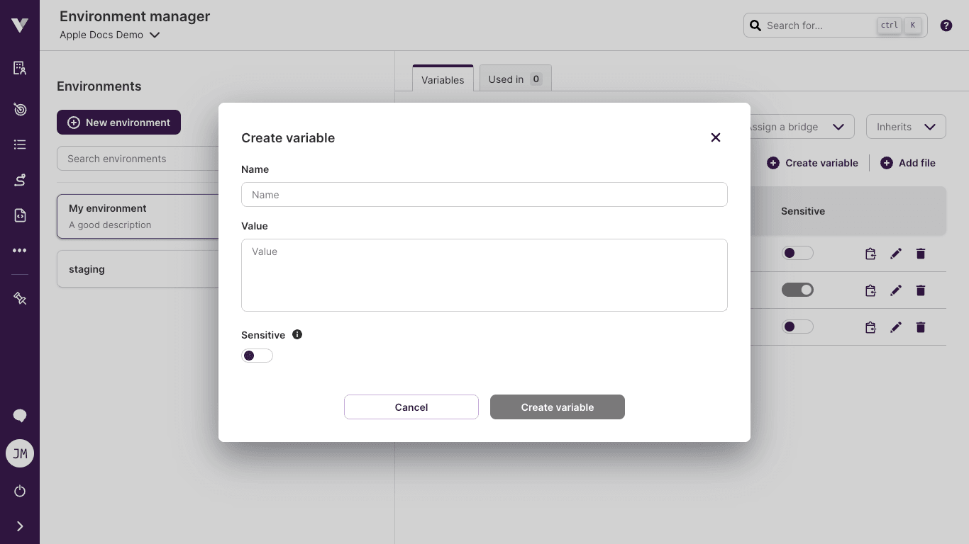 Create environment variable