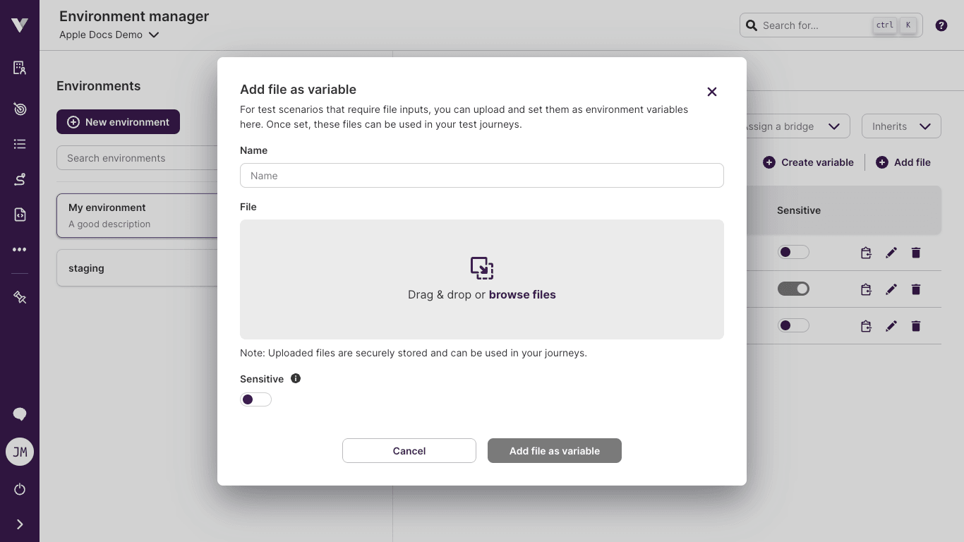 Create environment file variable