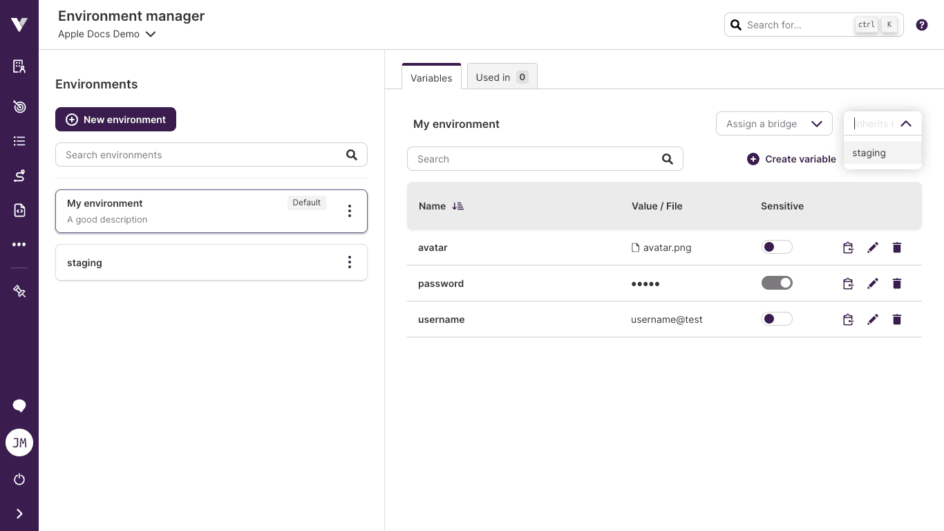 Inheriting environments