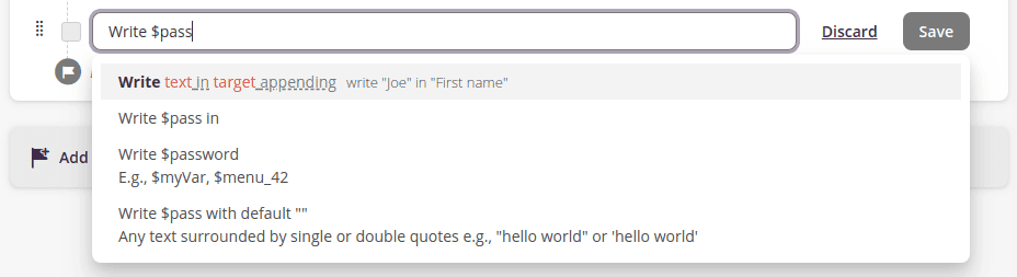 Execution - using variables