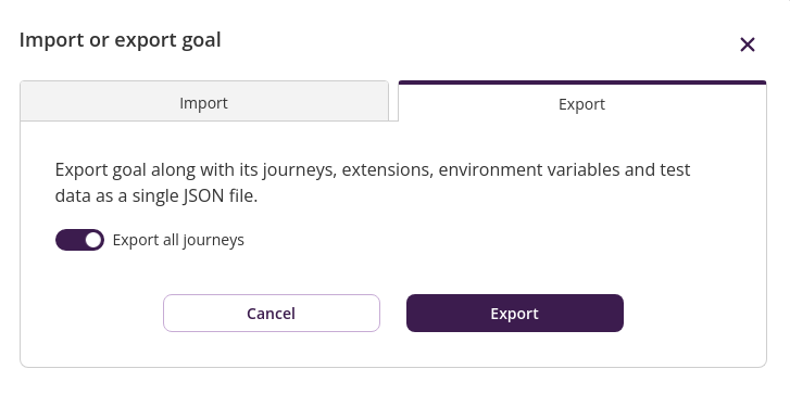 Export goal - all journeys