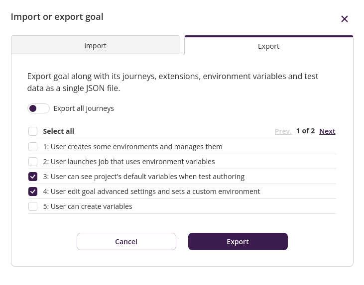 Export goal - some journeys