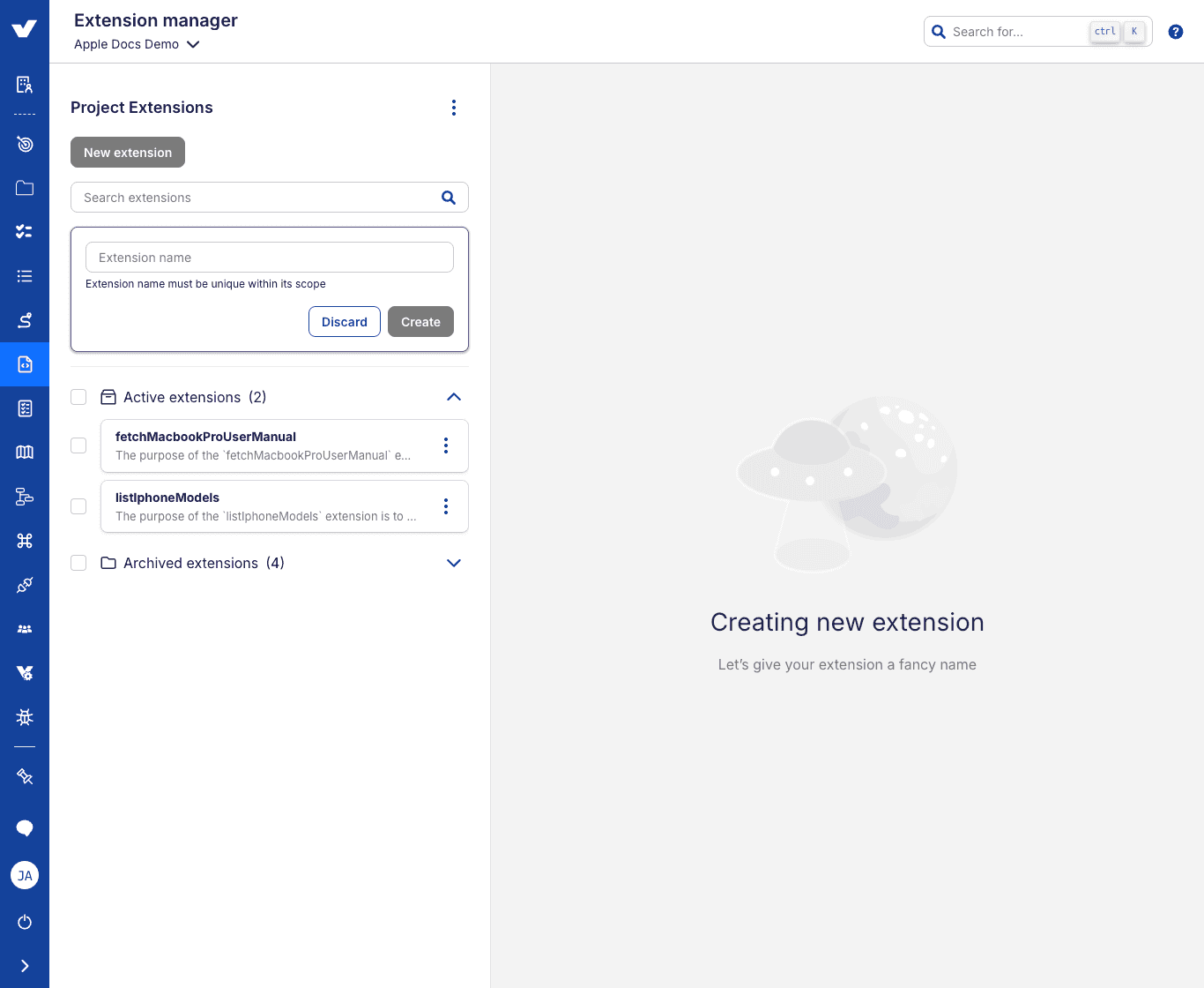 Extension creation