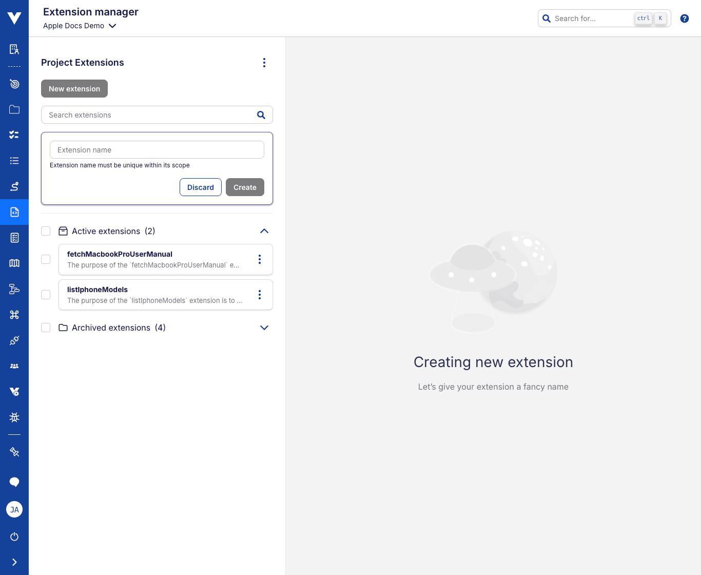 Extension creation