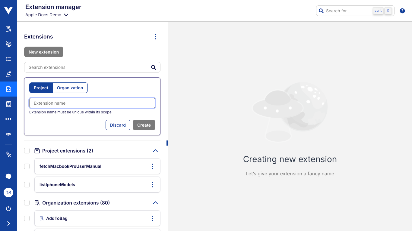 Extension creation