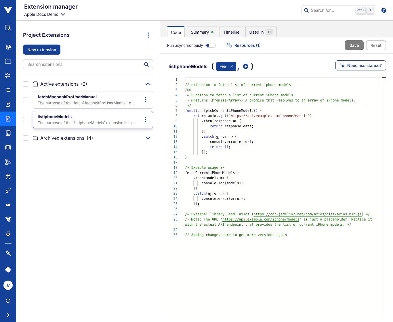 Extension manager