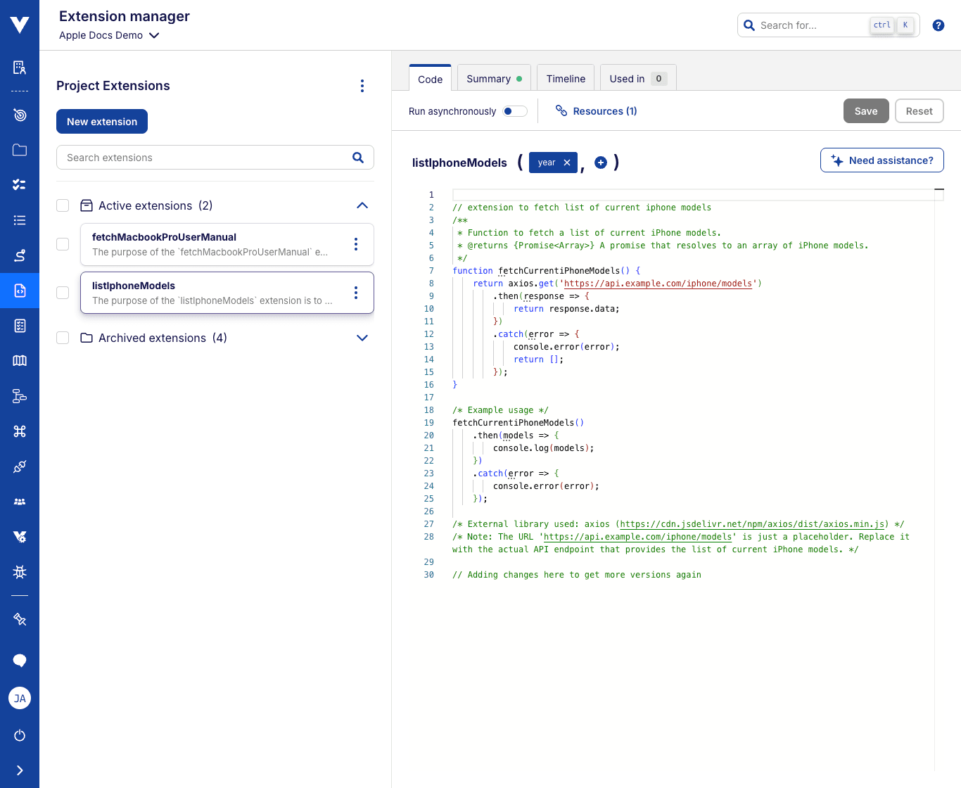 Extension manager