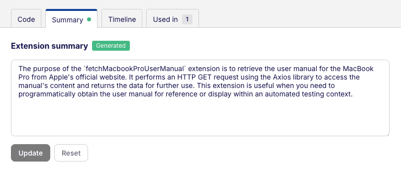 Extension Summary