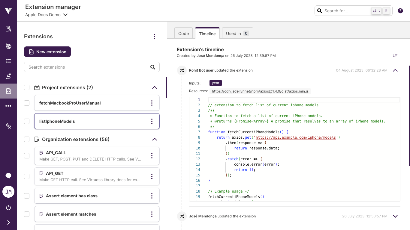 Extension timeline