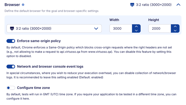 Goal settings - browser