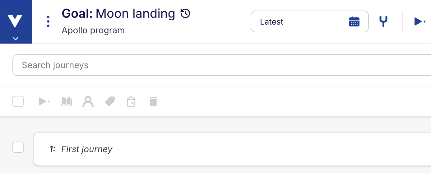 Timestamp-based versioning icon on the goal view
