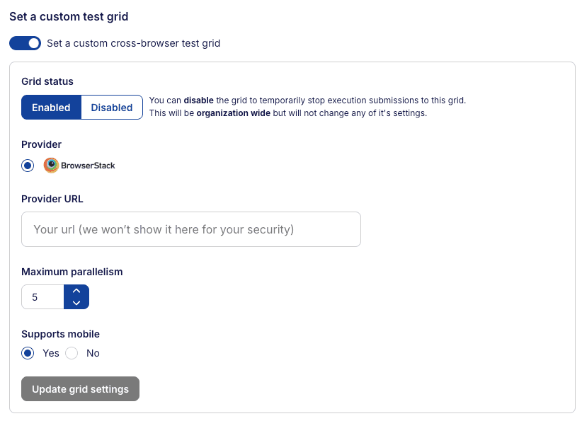 Organization settings