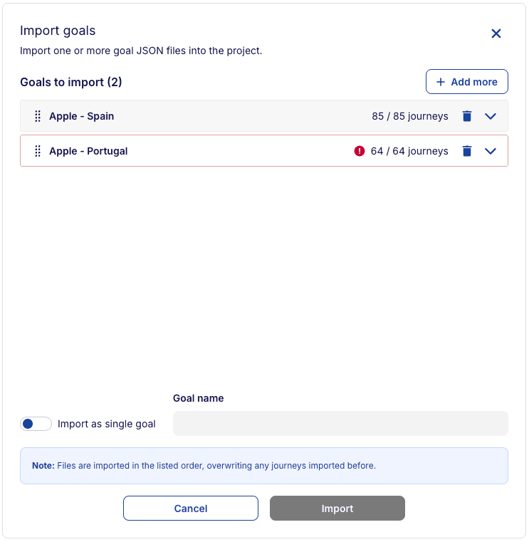 Import goal - multiple files