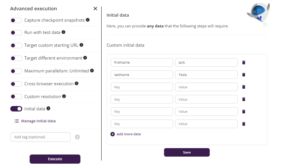 Initial data modal