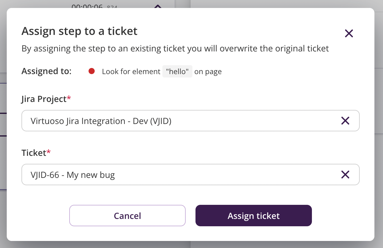 Assign Jira issue form