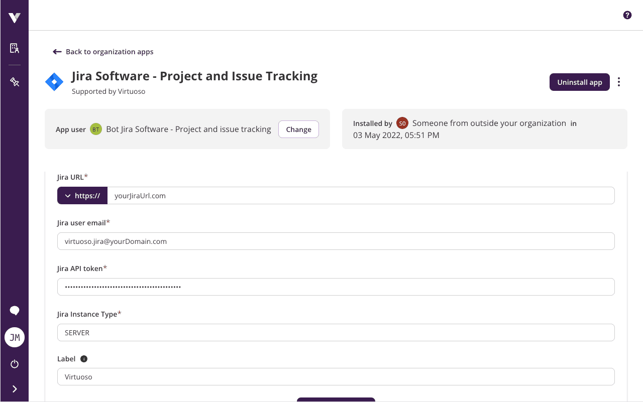 Configuring the data center / server instance