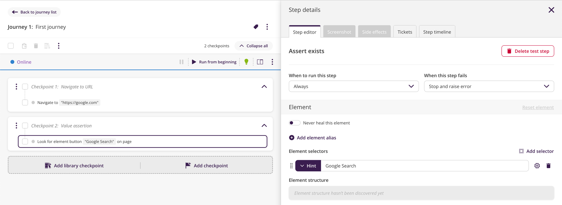 Journey authoring - Not executed step