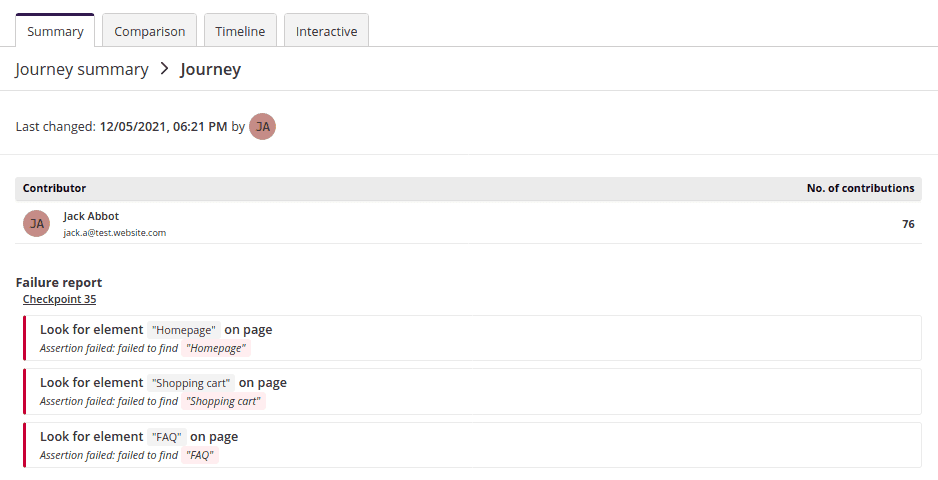 Journey section - detailed view