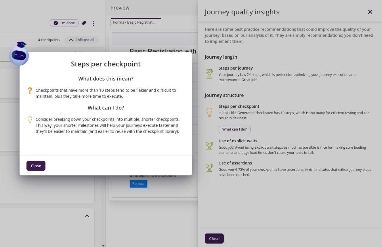 Journey quality insights - modal