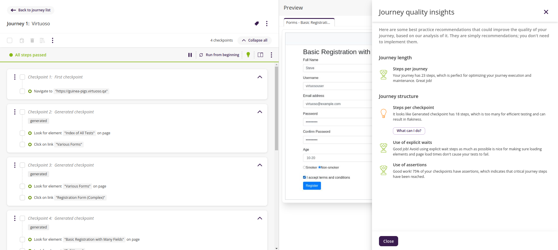 Journey quality insights