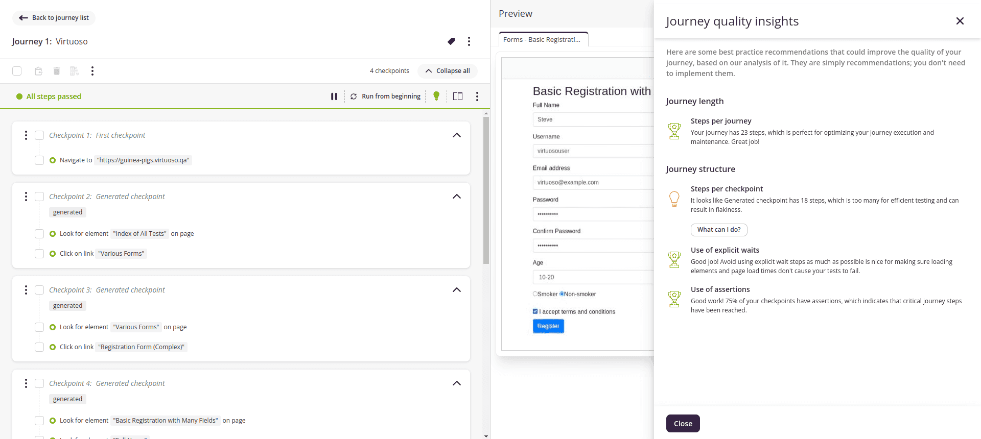 Journey quality insights